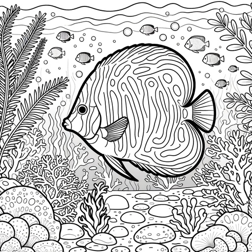 Underwater Discus Fish Coloring Page