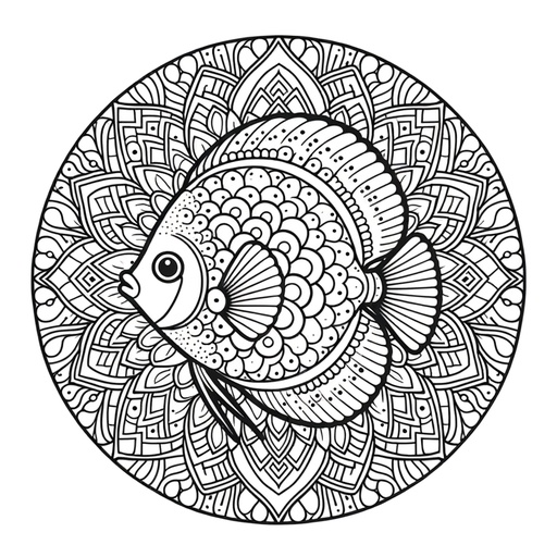 Mandala Discus Fish Coloring Page