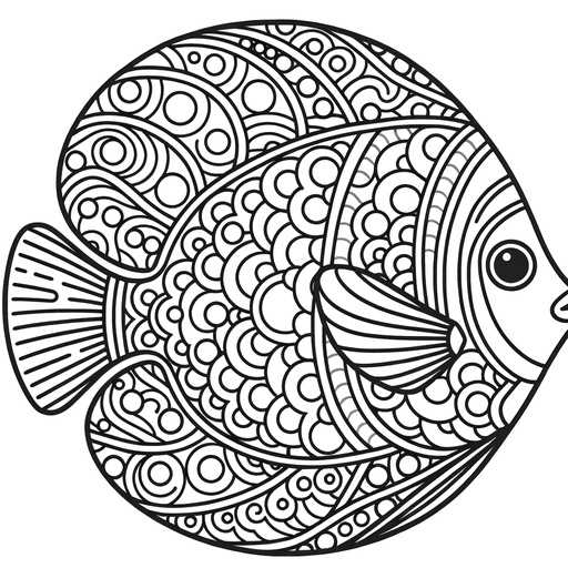 Mindful Discus Fish Coloring Page