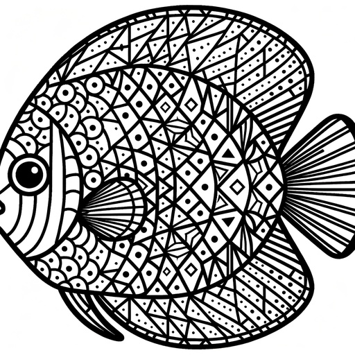 Geometric Discus Fish Coloring Page