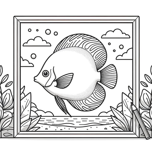 Realistic Discus Fish Coloring Page