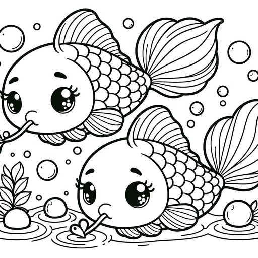 Cute Koi Carp Coloring Page