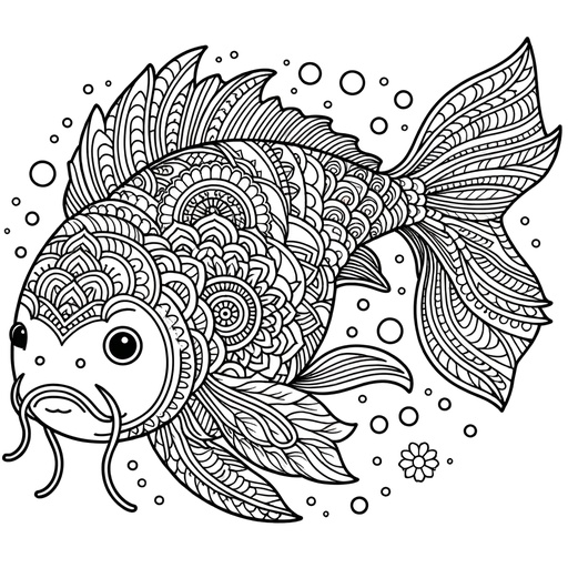 Mandala Koi Carp Coloring Page