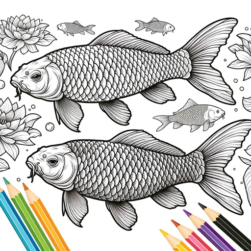 Realistic Koi Carp Coloring Page