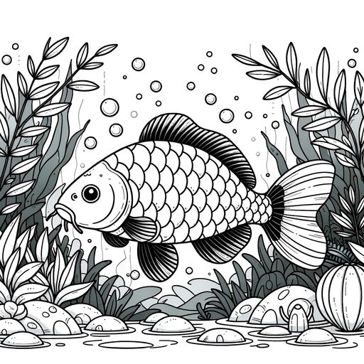 Underwater Mirror Carp Coloring Page