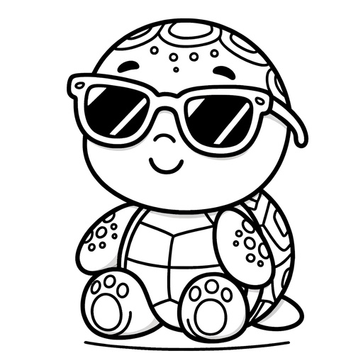 Turtle in Sunglasses Coloring Page