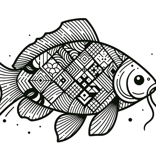 Geometric Mirror Carp Coloring Page