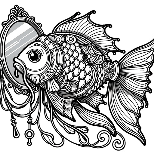 Steampunk Mirror Carp Coloring Page