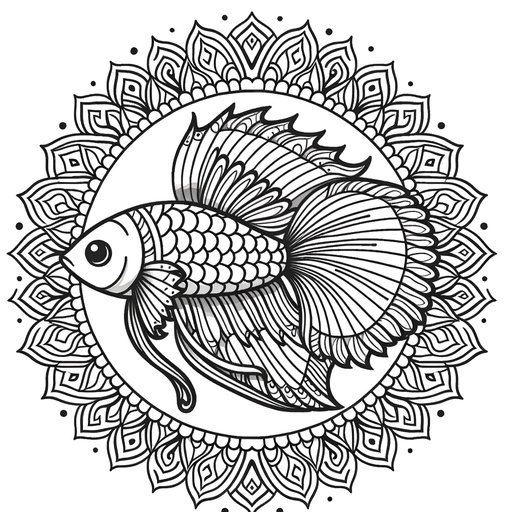 Mandala Swordtail Fish Coloring Page