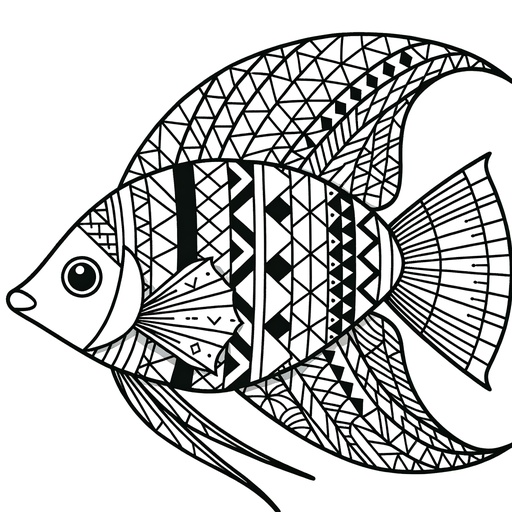 Geometric Swordtail Fish Coloring Page