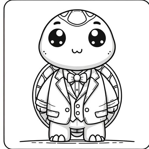 Turtle in a Suit Coloring Page