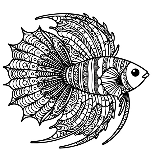 Zentangle Swordtail Fish Coloring Page- 4 Free Printable Pages
