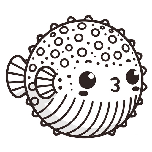 Cute Puffer Fish Coloring Page