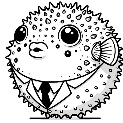 Puffer Fish in Suits Coloring Page