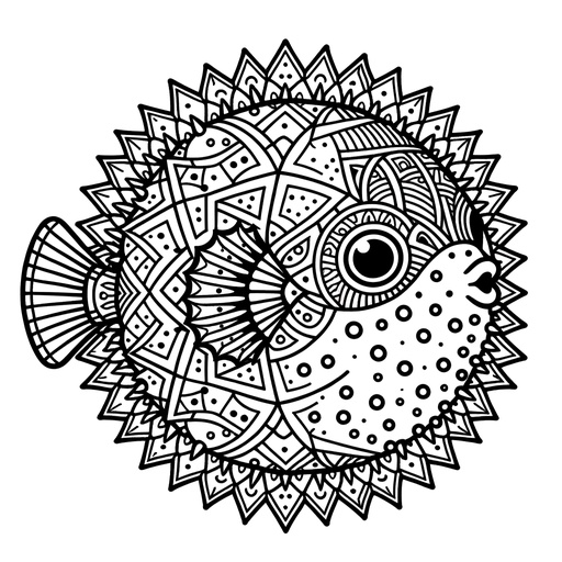 Mandala Puffer Fish Coloring Page