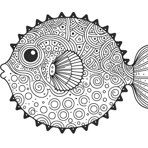 Mindful Puffer Fish Coloring Page