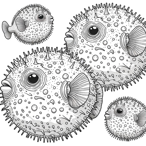 Realistic Puffer Fish Coloring Page