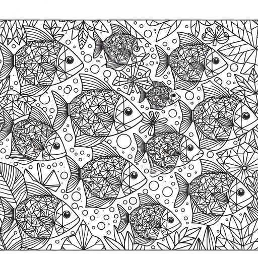 Geometric Neon Tetra Coloring Page