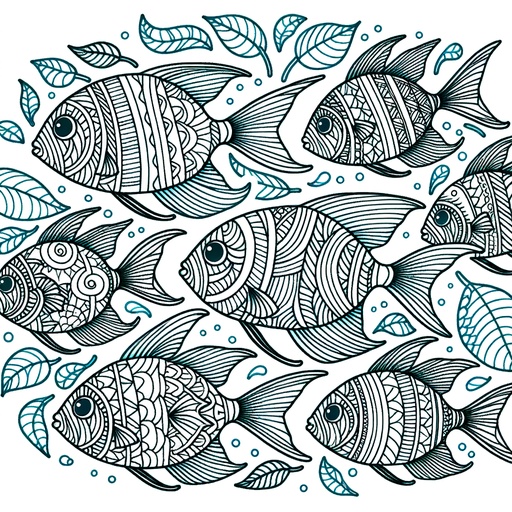 Zentangle Neon Tetra Coloring Page