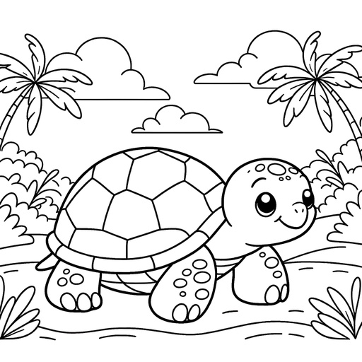 Turtle in Nature Coloring Page