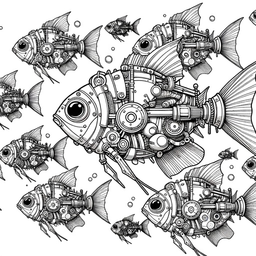 Steampunk Neon Tetra Coloring Page