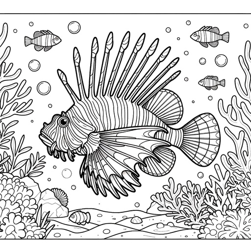 Underwater Lionfish Coloring Page