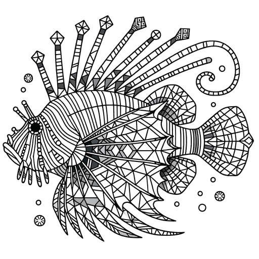 Geometric Lionfish Coloring Page