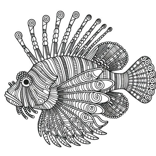 Zentangle Lionfish Coloring Page