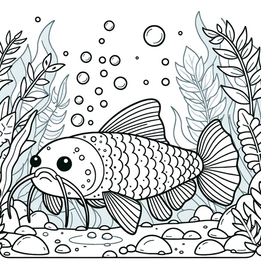 Underwater Catfish Coloring Page