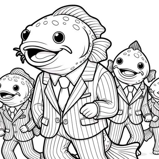 Catfish in Suits Coloring Page