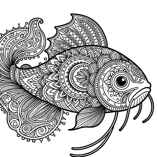 Mandala Catfish Coloring Page