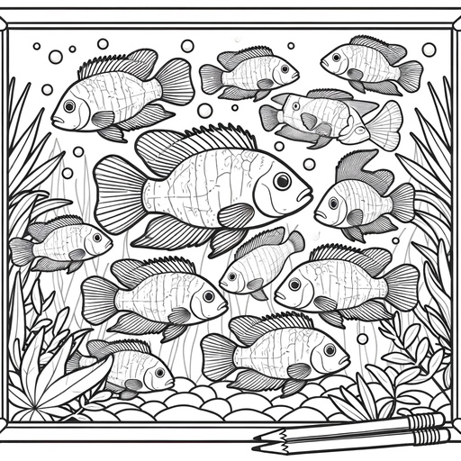 Cute Shoal of Cichlids Coloring Page