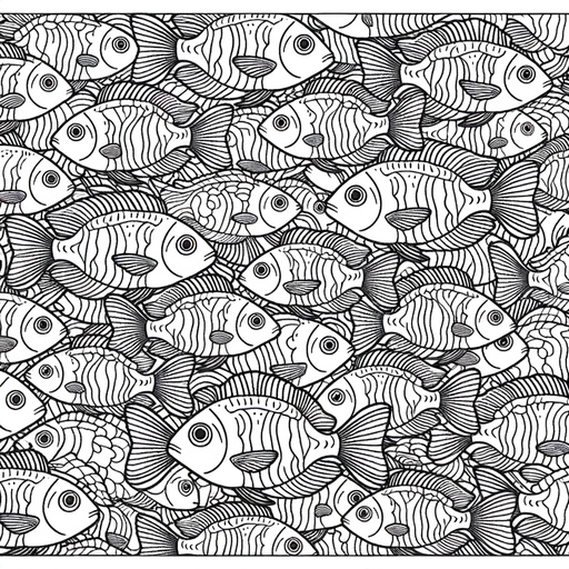 Mindful Shoal of Cichlids Coloring Page