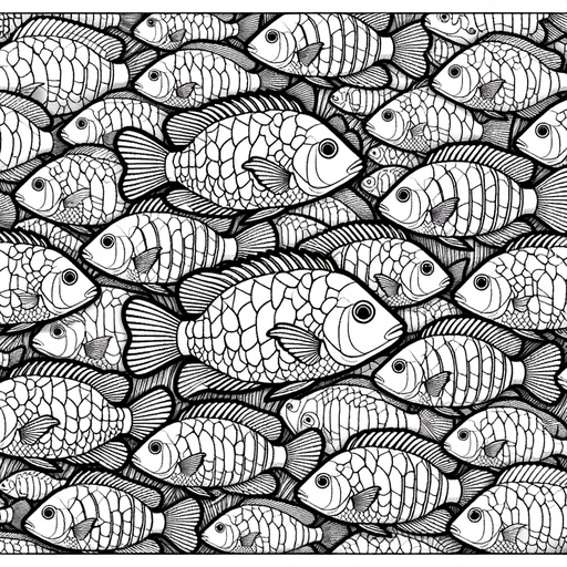 Geometric Shoal of Cichlids Coloring Page