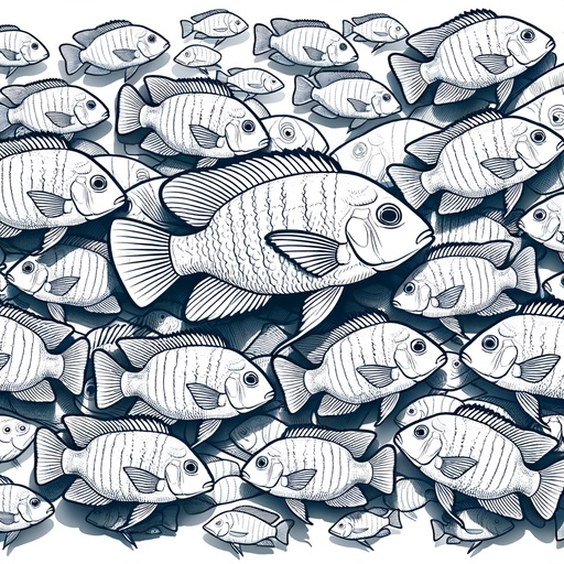 Realistic Shoal of Cichlids Coloring Page