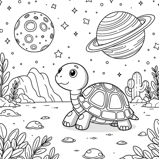 Space Turtle Coloring Page