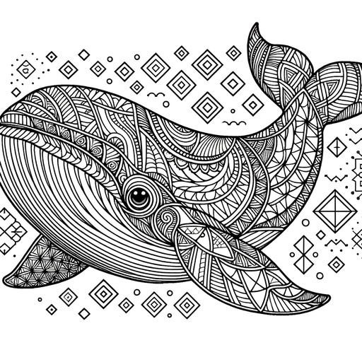 Geometric Blue Whale Coloring Page