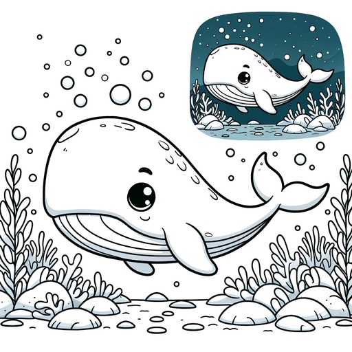 Underwater Sperm Whale Coloring Page