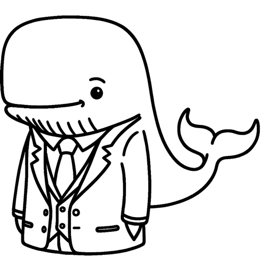 Sperm Whale in Suits Coloring Page