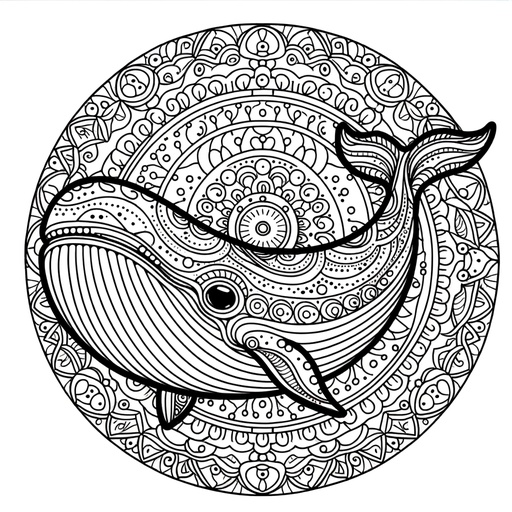 Mandala Sperm Whale Coloring Page