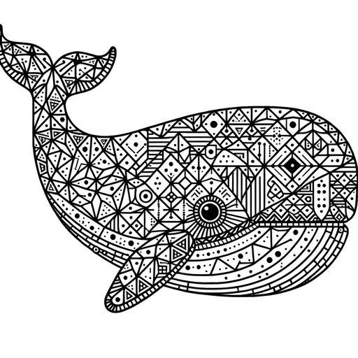 Geometric Sperm Whale Coloring Page