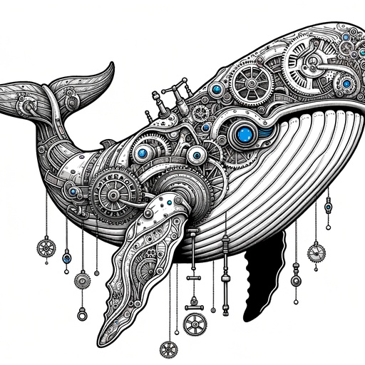 Steampunk Sperm Whale Coloring Page