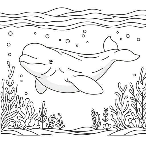 Underwater Beluga Whale Coloring Page