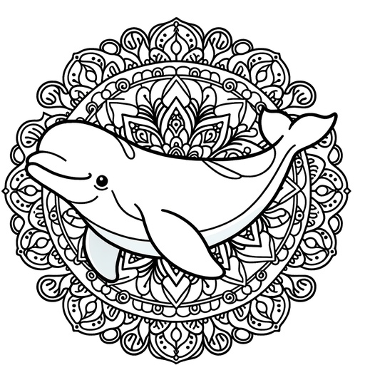 Mandala Beluga Whale Coloring Page