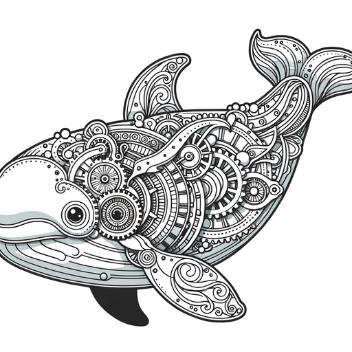 Steampunk Beluga Whale Coloring Page