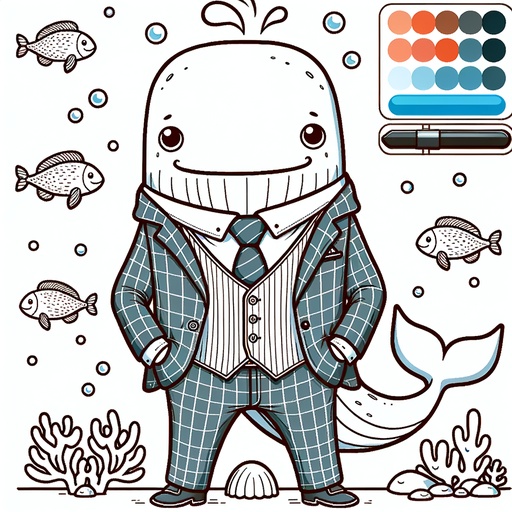 Gray Whale in Suits Coloring Page