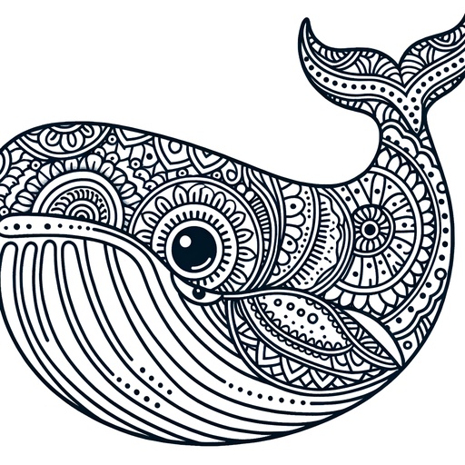 Mandala Gray Whale Coloring Page