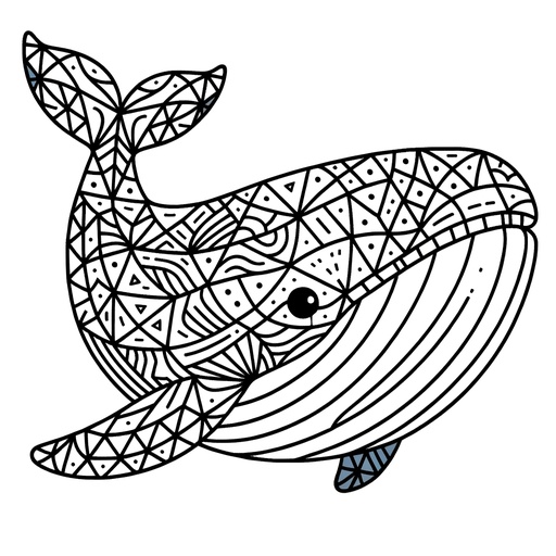 Geometric Gray Whale Coloring Page