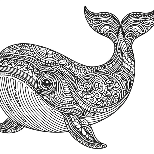 Zentangle Gray Whale Coloring Page