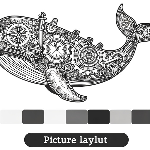 Steampunk Gray Whale Coloring Page